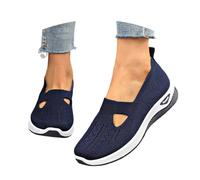 Zapato de mujer de verano cómodo deporte calzado ortopédico femenino chic transpirable zapatos de senderismo sin cordones, ligero a la moda para caminar y playa, azul marino, 42 EU