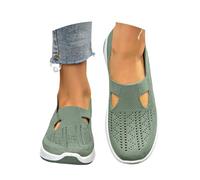 Zapato de mujer de verano cómodo deporte calzado ortopédico femenino chic transpirable zapatos de senderismo sin cordones, ligero a la moda para caminar y playa, verde, 44 EU