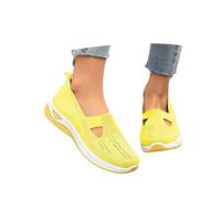 Zapato de mujer de verano cómodo deporte calzado ortopédico femenino chic transpirable zapatos de senderismo sin cordones, ligero a la moda para caminar y playa, amarillo, 37 EU