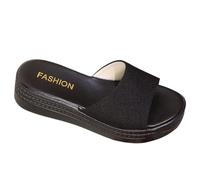 Zapato de mujer de verano elegante y cómodo, tacón de cuña, calcetín para mujer, cómodo, fácil de poner, calcetín minimalista Funky, tanga anatómica ergonómica, zapato suela flexible, Negro , 43 EU