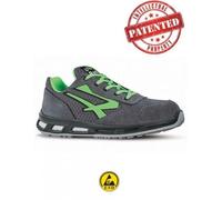 U-Power Red Lion Point, zapatos de seguridad unisex, ligeros, flexibles, de cuero antipinchazos, con inserto Infinergy, con puntera de aluminio - Grey & Green 44