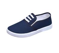 Zapato genérico para mujer de lona baja con cordones planos, cómodo diario, ligero y transpirable, azul, 36 EU