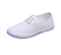 Zapato genérico para mujer de lona baja con cordones planos, cómodo diario, ligero y transpirable, blanco, 36 EU