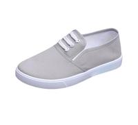 Zapato genérico para mujer de lona baja con cordones planos, cómodo diario, ligero y transpirable, gris, 36 EU