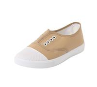 Zapato genérico para mujer, lona baja, con cordones, ligero, cómodo diario, transpirable, caqui, 36 EU