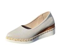 Zapato genérico para mujer, plataforma trenzada, slip On compensado, playa romana, beige, 38 EU