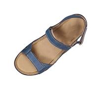 Zapato genérico verano mujer zapatos mujer verano sandalia caminando cómoda plataforma zapatos antideslizantes transpirables bohemia punta abierta sandalia con talón bloque, azul 2, 37 EU