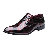 Zapato Hombre Ciudad para Negocios Boda Zapatos Oxfords para Hombres Transpirable Mocasín Hombre Cuero Confort Zapato Traje Vestido Impermeable Oxford y Derbies Urban Style Zapatos Bajos, 01 Vino, 42