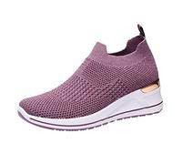 Zapato Mujer Cómodo Y Elegante Ligeras Deportivas Plataforma Al Aire Libre Zapatillas Suela Suave Transpirable Zapatos Sin Cordones Baratos Manos Libres Zapatillas Amortiguación Aumento, morado, 37 EU