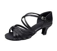 Zapato Mujer Sala Sala Latino Confort Tacón Alto Zapatos De Baile Bals Deportivo De Pie Abierto Latino Sandalias Para Mujer Danza Tango Vals Fiesta Social Salsa Latina Sandalias, Negro , 37 EU