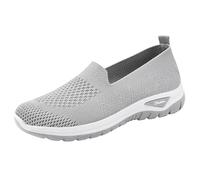 Zapato ortopédico para mujer, verano, de malla, ligero, zapatos de caminar, ligero, urbano, sin cordones, zapatos de correr, antideslizante, basquet, suela esponjosa, zapato casual, gris, 36 EU