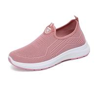 Zapato ortopédico para mujer, zapatillas sin cordones, zapatos de caminar con plataforma ortopédica, malla ligera y cómoda, antideslizante, casual fitness, zapatillas, rosa, 38 EU
