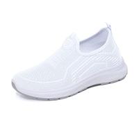 Zapato ortopédico para mujer, zapatillas sin cordones, zapatos de caminar con plataforma ortopédica, malla ligera y cómoda, antideslizante, casual fitness, zapatillas, blanco, 39 EU