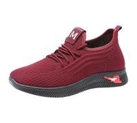 Zapato para mujer de verano Chic Slip-on Chaussures de Marche Baskets Mesh LIGères Lace-up Chaussures de course transpirables, chaussures de ocio Fitness Cómodo de Sport Verano Sneakers, rojo, 37 EU