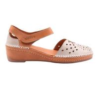 ZAPATONEE Sandalias cangrejeras Erase 394-10 en taupe para Mujer de Piel Troqueladas con Cierre Ajustable | Confort y Estilo - Mujer color: Taupe talla: 36