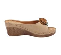 Zapatos abiertos mujer con cuña de verano - Chanclas elegantes de playa zapatillas plataforma con flores sandalias de corcho ligeras sandalia abierta en la parte posterior Slide zapatos casuales para