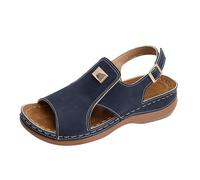 Zapatos abiertos mujer verano con cuña - Sandalias bajas mujer verano de piel abierta detrás color oro sandalia slingback con hebilla ajustable sandalias ligeras y transpirables zapatos casuales