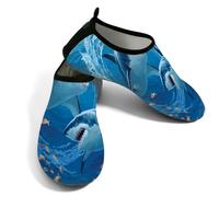 Zapatos acuáticos de playa para mujeres y hombres, de secado rápido, transpirables, antideslizantes, para piscina, surf, tiburón del mundo submarino, Blue, 37/38 EU
