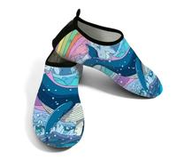 Zapatos acuáticos de playa para mujeres y hombres, de secado rápido, transpirables, antideslizantes, para piscina, surf, ballena de dibujos animados en el océano, Blue, 38.5/39.5 EU