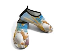Zapatos acuáticos de playa para mujeres y hombres, de secado rápido, transpirables, antideslizantes, para piscina, surf, escena de verano, conchas marinas, estrellas de mar, flores, Blue, 38.5/39.5 EU