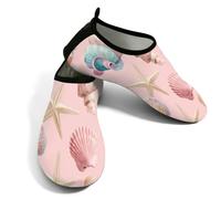 Zapatos acuáticos de playa para mujeres y hombres, de secado rápido, transpirables, antideslizantes, para piscina, surf, conchas marinas, caballito de mar en rosa, Pink, 6/7 UK Men/ 4.5/5.5 UK Women