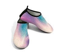 Zapatos acuáticos de playa para mujeres y hombres, de secado rápido, transpirables, antideslizantes, para piscina, surf, líneas de remolino con purpurina de fantasía, morado/azul, 42.5/43 EU