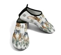 Zapatos acuáticos de playa para mujeres y hombres, de secado rápido, transpirables, antideslizantes, para piscina, surf, conejito de Pascua, hojas de eucalipto sobre cuadros grises, gris, 6/7 UK Men