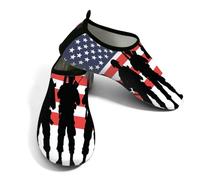 Zapatos acuáticos de playa para mujeres y hombres, de secado rápido, transpirables, antideslizantes, para piscina, surf, soldados estadounidenses en la bandera estadounidense, Rojo, negro, blanco