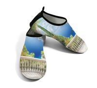 Zapatos acuáticos de playa para mujeres y hombres, de secado rápido, transpirables, antideslizantes, para piscina, surf, paisaje marino tropical hawaiano, montaña, cielo azul, Blue, 38.5/39.5 EU