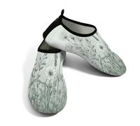 Zapatos acuáticos de playa para mujeres y hombres, de secado rápido, transpirables, antideslizantes, para piscina, surf, plantas de flores silvestres en color gris, Gray, 37/38 EU