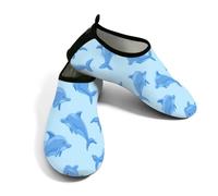 Zapatos acuáticos de playa para mujeres y hombres, de secado rápido, transpirables, antideslizantes, para piscina, surf, delfín oceánico de dibujos animados, Blue, 38.5/39.5 EU