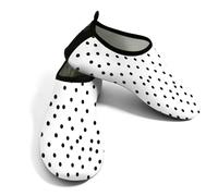Zapatos acuáticos de playa para mujeres y hombres, de secado rápido, transpirables, antideslizantes, para piscina, surf, lunares negros sobre blanco, negro y blanco, 40/40.5 EU