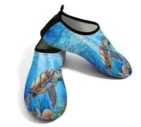 Zapatos acuáticos de playa para mujeres y hombres, de secado rápido, transpirables, antideslizantes, para piscina, surf, tortuga marina, Blue, 38.5/39.5 EU