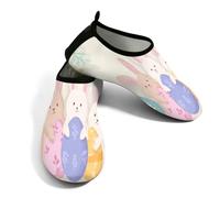 Zapatos acuáticos de playa para mujeres y hombres, de secado rápido, transpirables, antideslizantes, para piscina, surf, conejos con huevos de Pascua felices, Beige crema claro, 38.5/39.5 EU