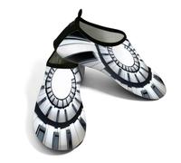Zapatos acuáticos de playa para mujeres y hombres, de secado rápido, transpirables, antideslizantes, para piscina, surf, teclas de piano en espiral, retro, negro y blanco, negro y blanco, 38.5/39.5 EU
