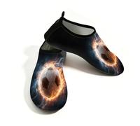 Zapatos acuáticos de playa para mujeres y hombres, de secado rápido, transpirables, antideslizantes, para piscina, surf, balón de fútbol, llamas de rayo, fútbol, Black, 37/38 EU