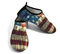 Zapatos acuáticos de playa para mujeres y hombres, de secado rápido, transpirables, antideslizantes, para piscina, surf, bandera estadounidense vintage con soldados, rojo, blanco, azul, 37/38 EU