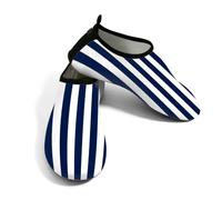 Zapatos acuáticos de playa para mujeres y hombres, de secado rápido, transpirables, antideslizantes, para piscina, surf, azul marino náutico y rayas blancas, azul marino, blanco, 37/38 EU