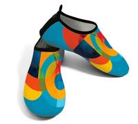 Zapatos acuáticos de playa para mujeres y hombres, de secado rápido, transpirables, antideslizantes, para piscina, surf, círculos bohemios abstractos coloridos sobre azul, Blue, 38.5/39.5 EU