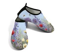 Zapatos acuáticos de playa para mujeres y hombres, de secado rápido, transpirables, antideslizantes, para piscina, surf, jardín, plantas de flores silvestres, Púrpura, azul, verde, 42.5/43 EU