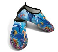 Zapatos acuáticos de playa para mujeres y hombres, de secado rápido, transpirables, antideslizantes, para piscina, surf, océano, vida marina subacuática, animales, Blue, 38.5/39.5 EU