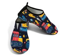 Zapatos acuáticos de playa para mujeres y hombres, de secado rápido, transpirables, antideslizantes, para piscina, surf, vehículo de ingeniería de cartoo Star, negro y amarillo, 40/40.5 EU