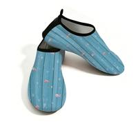 Zapatos acuáticos de playa para mujeres y hombres, de secado rápido, transpirables, antideslizantes, para piscina, surf, océano, peces pequeños sobre madera azul, Blue, 40/40.5 EU