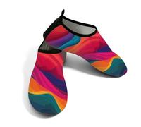 Zapatos acuáticos de playa para mujeres y hombres, de secado rápido, transpirables, antideslizantes, para piscina, surf, líneas coloridas de olas del océano, colorido, 37/38 EU