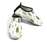 Zapatos acuáticos de playa para mujeres y hombres, de secado rápido, transpirables, antideslizantes, para piscina, surf, huevos de Pascua, hojas verdes y plantas, Verde Amarillo, 6/7 UK Men/ 4.5/5.5