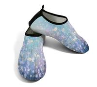 Zapatos acuáticos de playa para mujeres y hombres, de secado rápido, transpirables, antideslizantes, para piscina, surf, pintura artística floral abstracta de flores silvestres, Blue, 38.5/39.5 EU