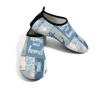Zapatos acuáticos de playa para mujeres y hombres, de secado rápido, transpirables, antideslizantes, para piscina, surf, tortuga marina, estrella de mar, ancla náutica en madera, Blue, 38.5/39.5 EU