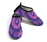 Zapatos acuáticos de playa para mujeres y hombres, de secado rápido, transpirables, antideslizantes, para piscina, surf, notas musicales sobre teñido anudado morado, Purple, 37/38 EU