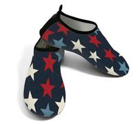 Zapatos acuáticos de playa para mujeres y hombres, de secado rápido, transpirables, antideslizantes, para piscina, surf, retro, rojo, blanco, azul, estrellas, Blue, 38.5/39.5 EU
