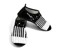 Zapatos acuáticos de playa para mujeres y hombres, de secado rápido, transpirables, antideslizantes, para piscina, surf, teclas de piano, notas musicales, negro y blanco, 40/40.5 EU
